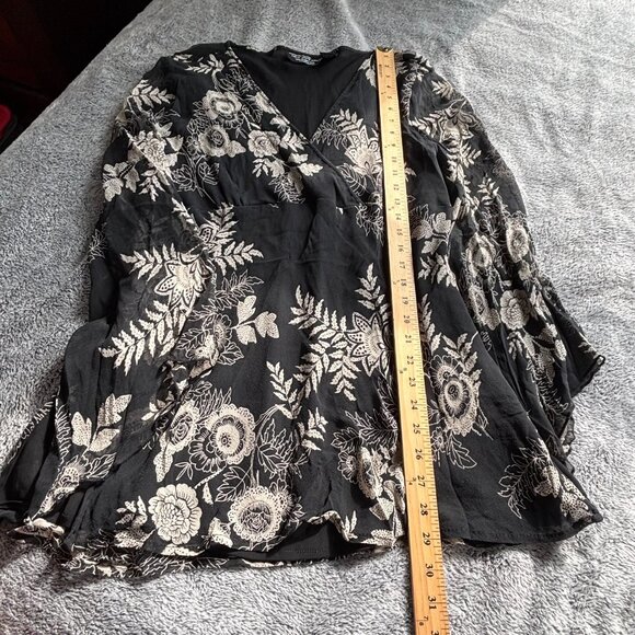 Vtg Nyc Design Women Top Sz XL Floral Silk Sheer Whimsigoth Dark Romantic 18392 - Picture 10 of 13